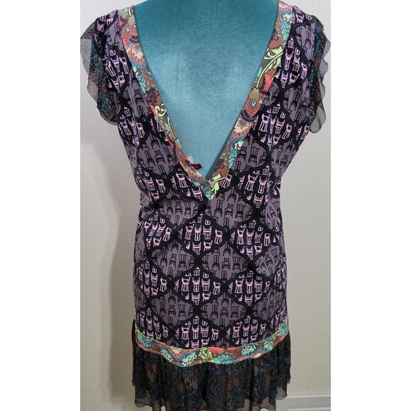 Revolve Maaji Mini Dress Womens Medium Ruffled Abstract Boho Cottagecore Dress - Picture 6 of 8